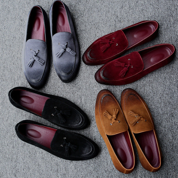 Pea shoes leather shoes for men Puce Buckeye