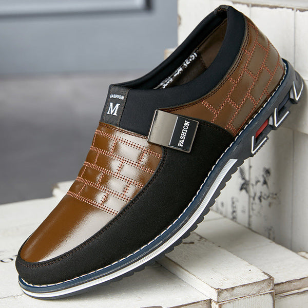 Large Size Leather Shoes Men New Casual Leather Shoes Men Puce Buckeye