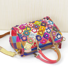 Cowhide Handbags Color Flower Handbags Puce Buckeye