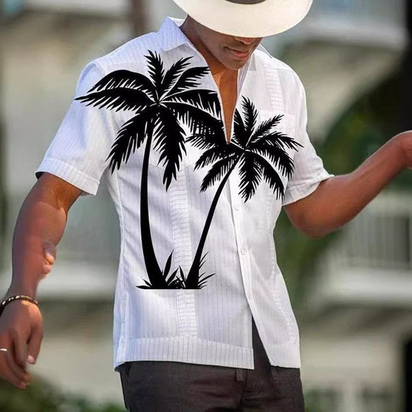 3D Summer Casual Printed Hawaiian Shirt Men Vacation Seaside Wear Puce Buckeye