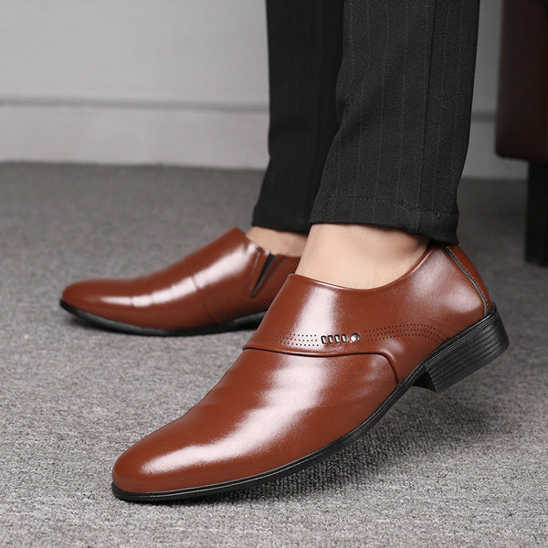 Casual pointed toe shoes men leather shoes men Puce Buckeye