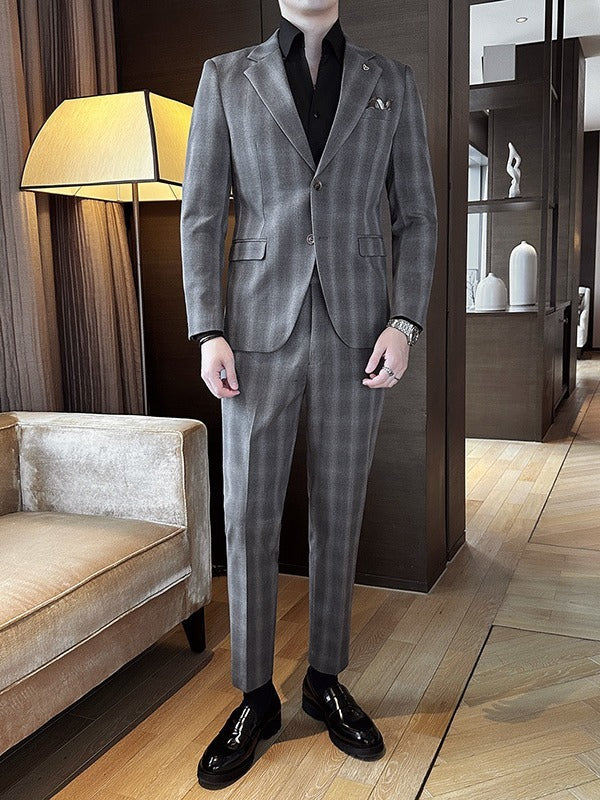 Leisure Suits For Men Business Formal Wear Two-piece Set Puce Buckeye