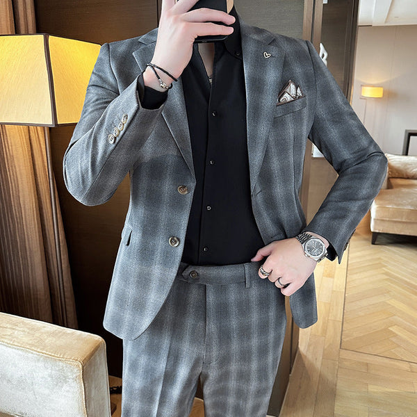 Leisure Suits For Men Business Formal Wear Two-piece Set Puce Buckeye