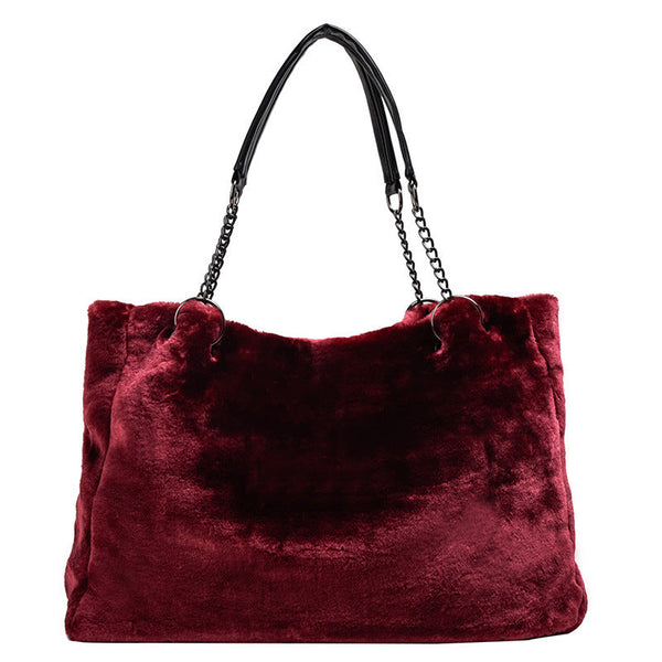 Plush Handbags Handbags Europe And America Puce Buckeye
