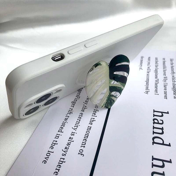 Cute Green Leaves Smartphone Holder Finger Stand  Support For Phone Handband Puce Buckeye