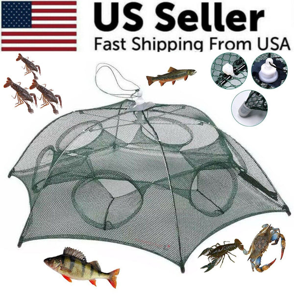Fishing Bait Trap Crab Net Crawdad Shrimp Cast Dip Cage Fish Minnow Puce Gaia