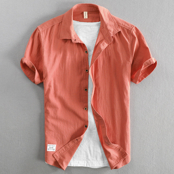 Casual Loose Lapels Outer Wear Half Sleeve Top For Men Puce Buckeye