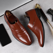 Casual pointed toe shoes men leather shoes men Puce Buckeye
