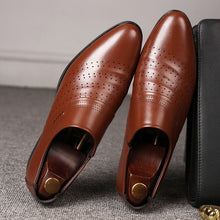 Casual pointed toe shoes men leather shoes men Puce Buckeye