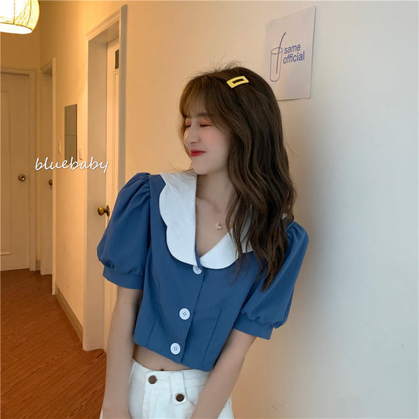 Women''s Clothing Short Sleeve Net Red Foreign Style Versatile Short Bubble Sleeve Sweater Puce Buckeye