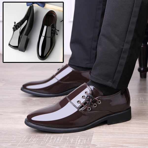 Trending Italian Patent Leather Shoes For Men Business Shoe Lace Up Oxfords Plus Size Male Wedding Party Shoes Men Black Leather Puce Buckeye
